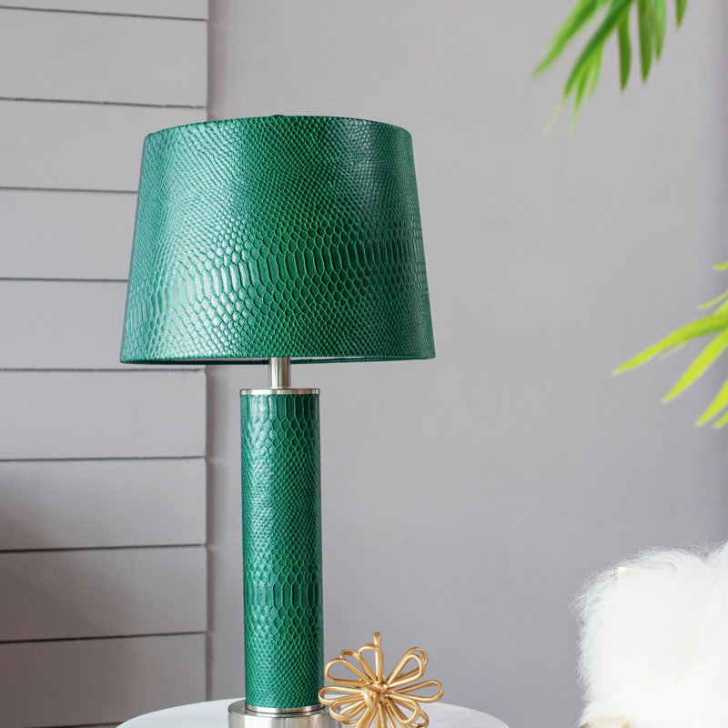 Lampe de table en cuir 14 x 14 x 27 po, assemblage requis, lampe de table