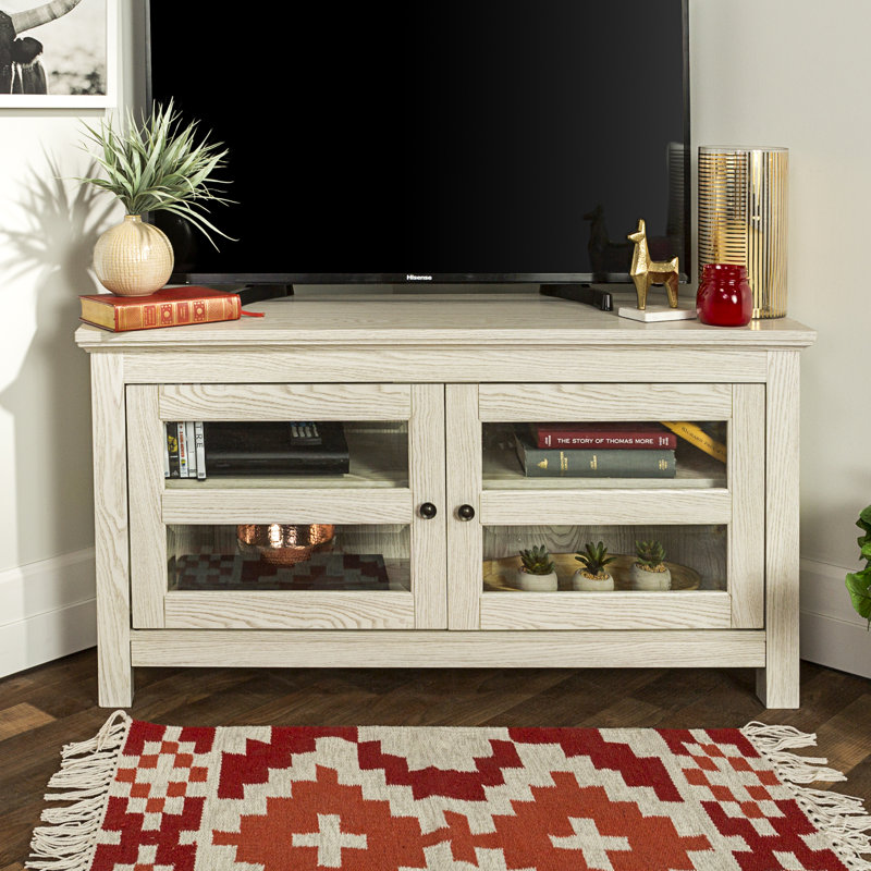 Meuble télé d'angle 44 po pour téléviseur de 50 po ou moins Ralana, Blanc délavé