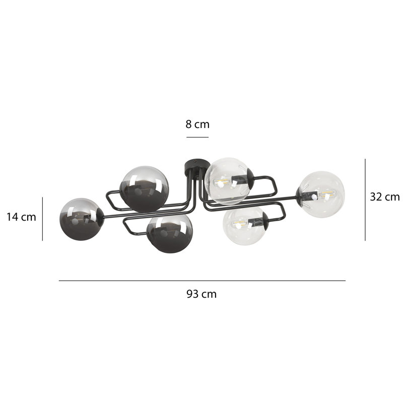 Cadesia Glass Semi Flush Mount, Graphite/Transparent