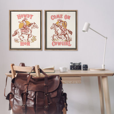  "Pastel Cowgirl", ensemble de 2 toiles flottantes encadrées par Victoria Barnes
