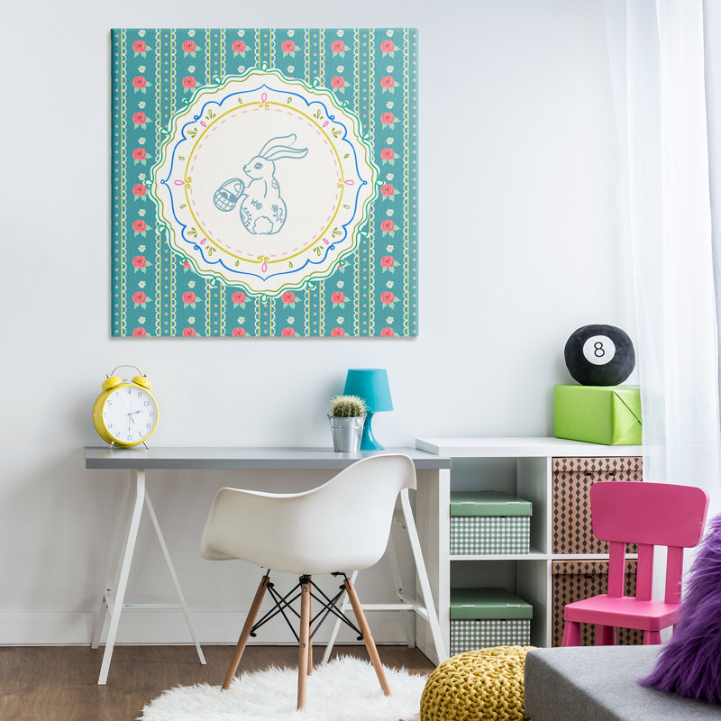 Toile de fleur avec motif de rayures de lapin, design par Angela Steahling, H 36 po x l 36 po