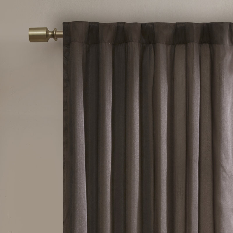 Andora Embroidered Branch Rod Pocket Single Curtain Panel, 50" W x 95" L, Chocolate