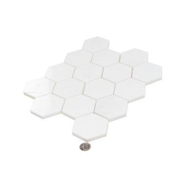 Carrelage hexagonal blanc mosaïque en marbre poli 10 x 12 Nubes (4,46 pieds carrés / caisse) - paquet de 5