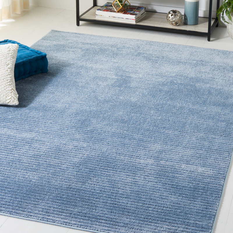Rectangle Arbesa Power Loomed Polyester Area Rug in Blue, Rectangle 4' x 6'