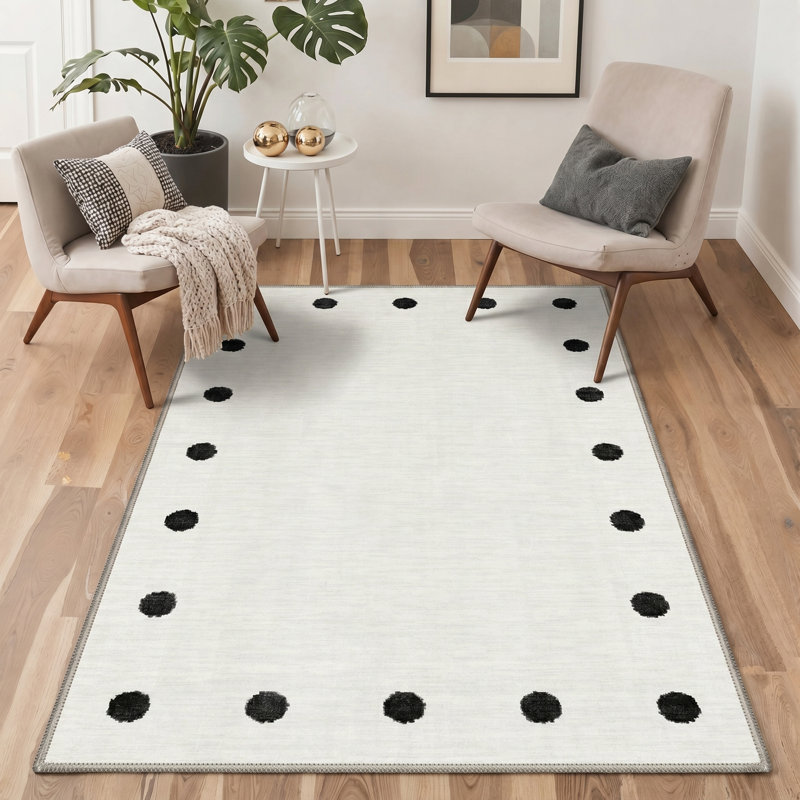 Tapis noir / blanc Nebular Modern, Rond 5 pi