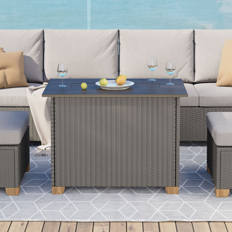 Meta Wicker Fire Pit Table