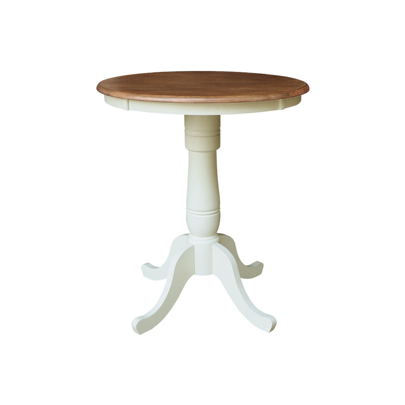 Ensemble de table ronde 3 pièces à hauteur de comptoir Dhar, Noyer blanc / écorce