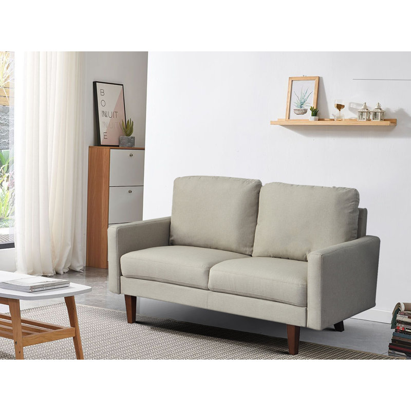 Causeuse à accoudoirs carrés 60 po, Mélange de lin beige