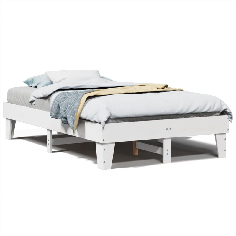Solid Wood Bed Frame, Small Double (4'), White