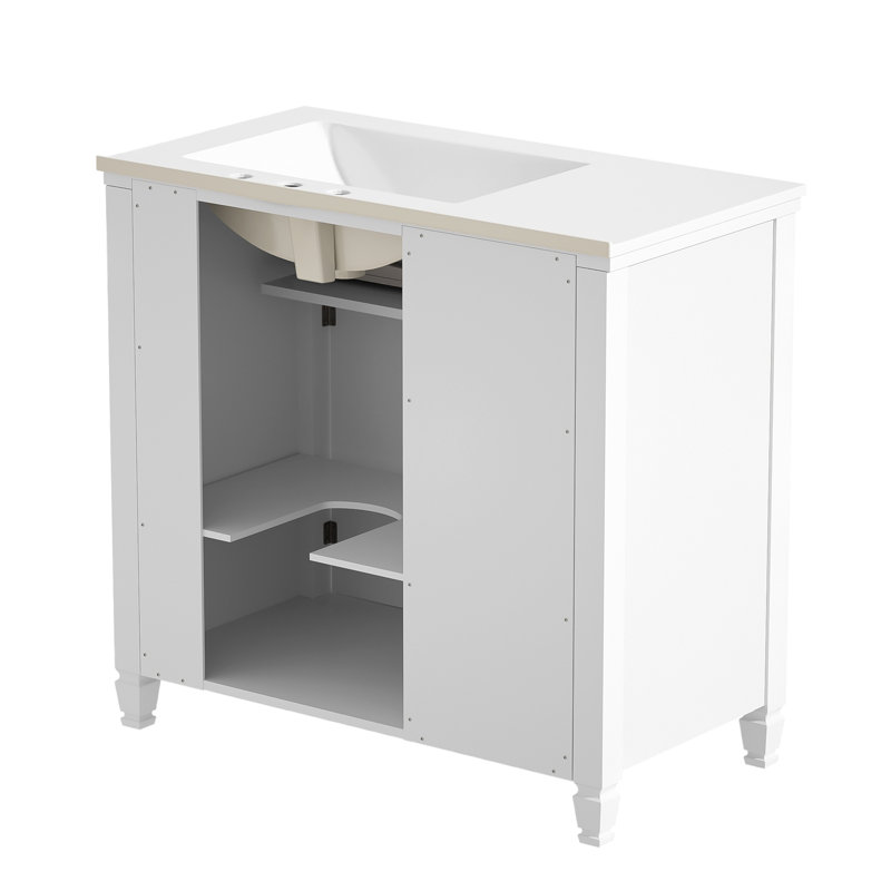 Meuble-lavabo de salle de bain avec lavabo, Blanc