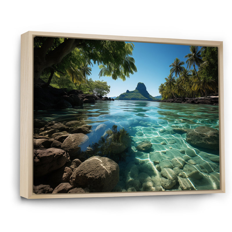 Bora Bora Beach II - Imprimé, Cadre naturel flottant, H 16 po x l 32 po x P 1 po