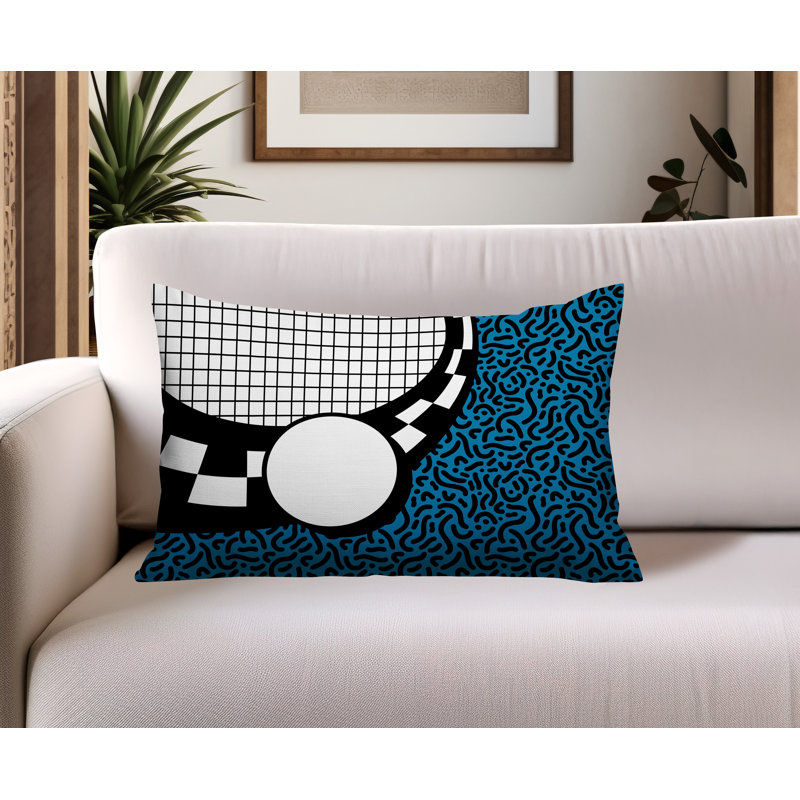 Coussin lombaire réversible Dotrix, Rectangle H 14 po x l 20 po, Turquoise