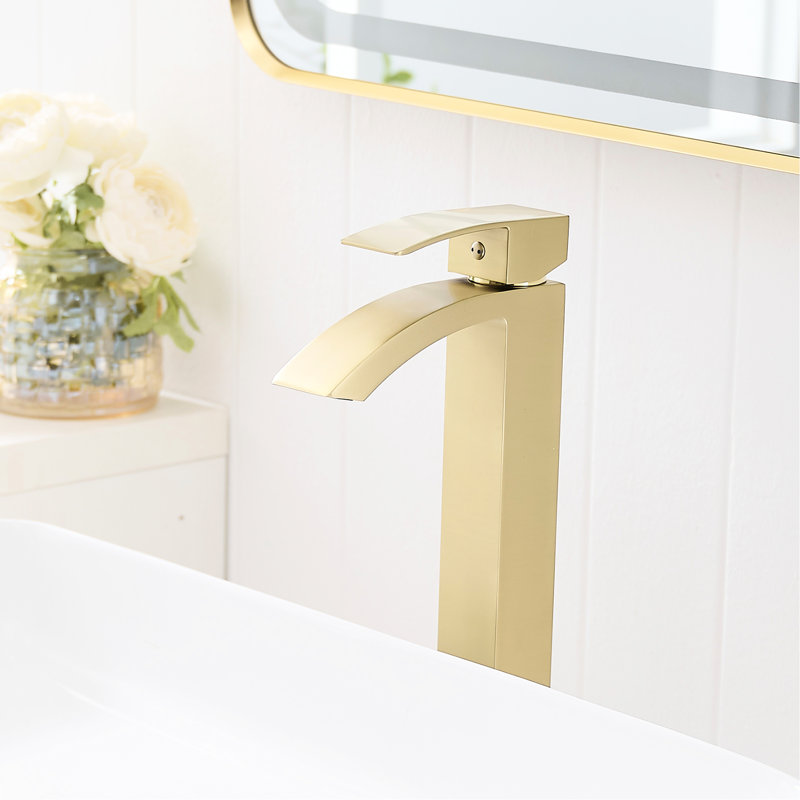 Robinet de salle de bain moderne en céramique or brossé pour lavabo d'hôtel