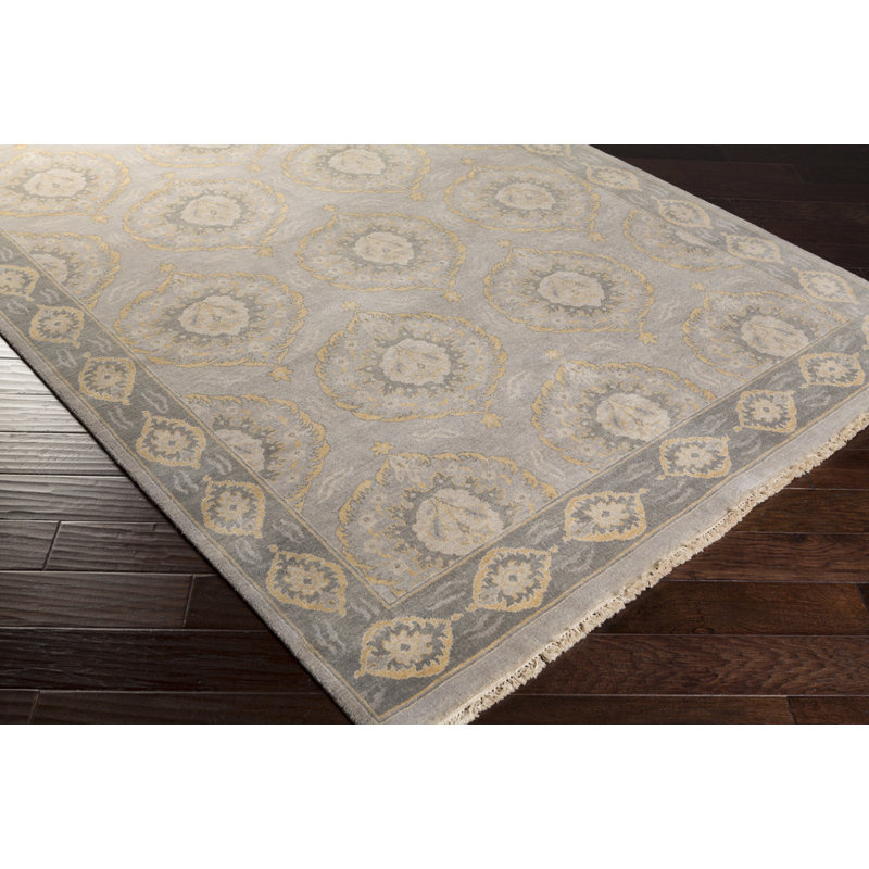 Jade Wool Floral Indoor Rug, Rectangle 6' x 9'