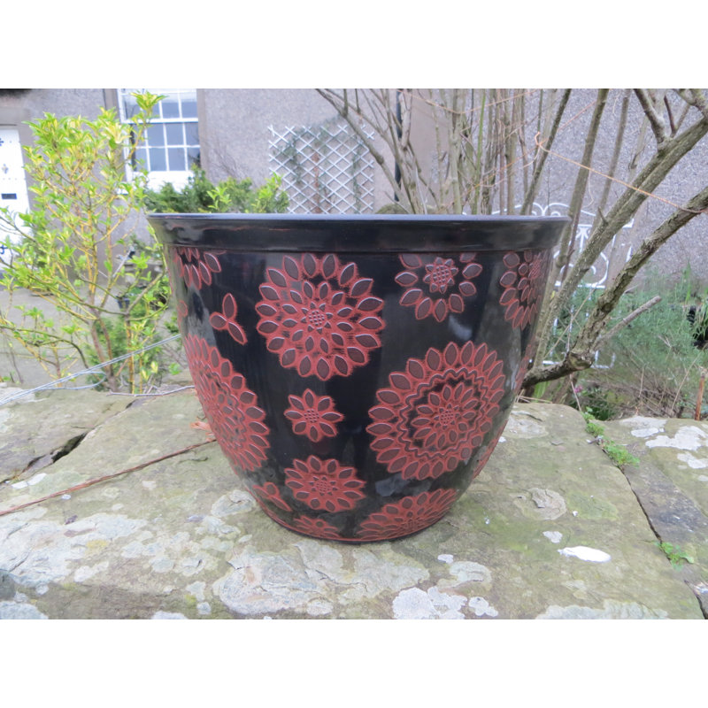 Corsair Pot Planter, Black/Red, 27 cm H x 36 cm W x 36 cm D