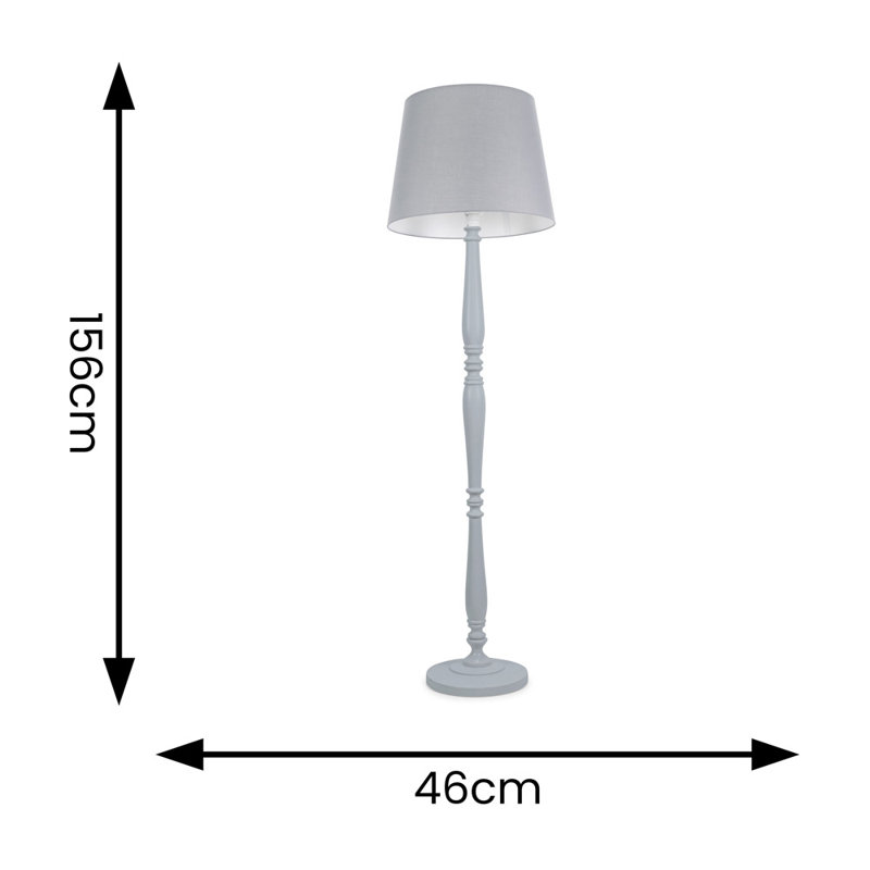Arialdo 156cm Traditional Floor Lamp, Matte White, Grey