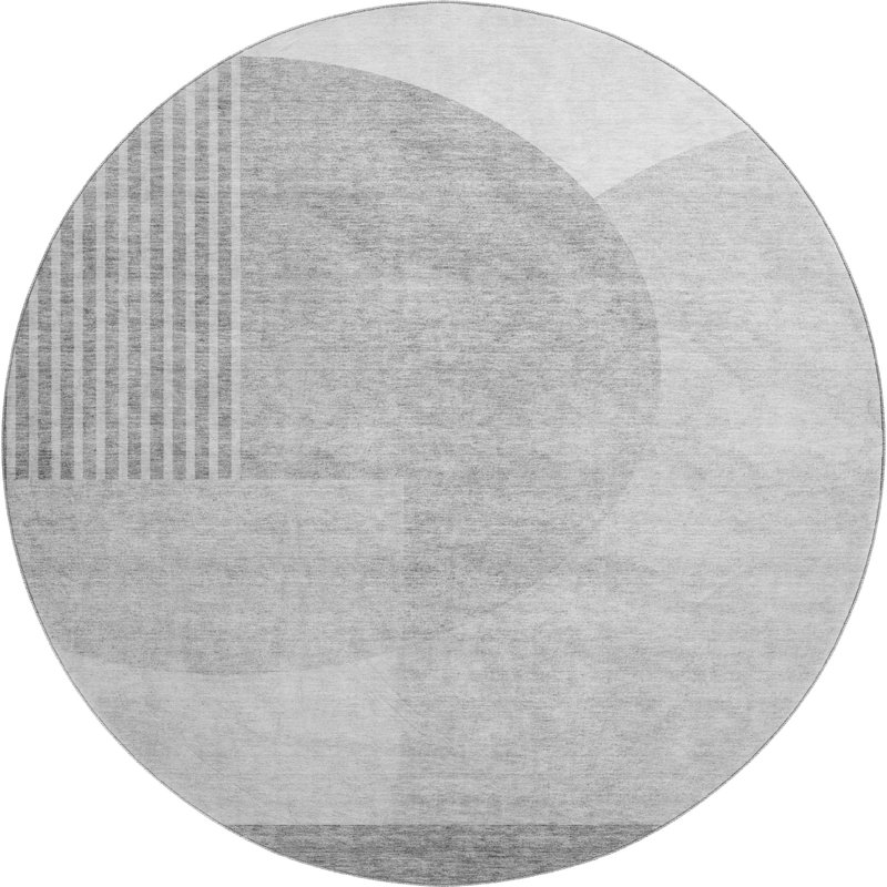 Premium Machine Washable Prisco Gray Rug, Round 8'