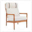 Fauteuil d'appoint Mid-Century moderne, structure en bois massif avec dossier haut, coussins rembourrés Boucle, conception ergonomique pour le salon et la chambre à coucher-130785006