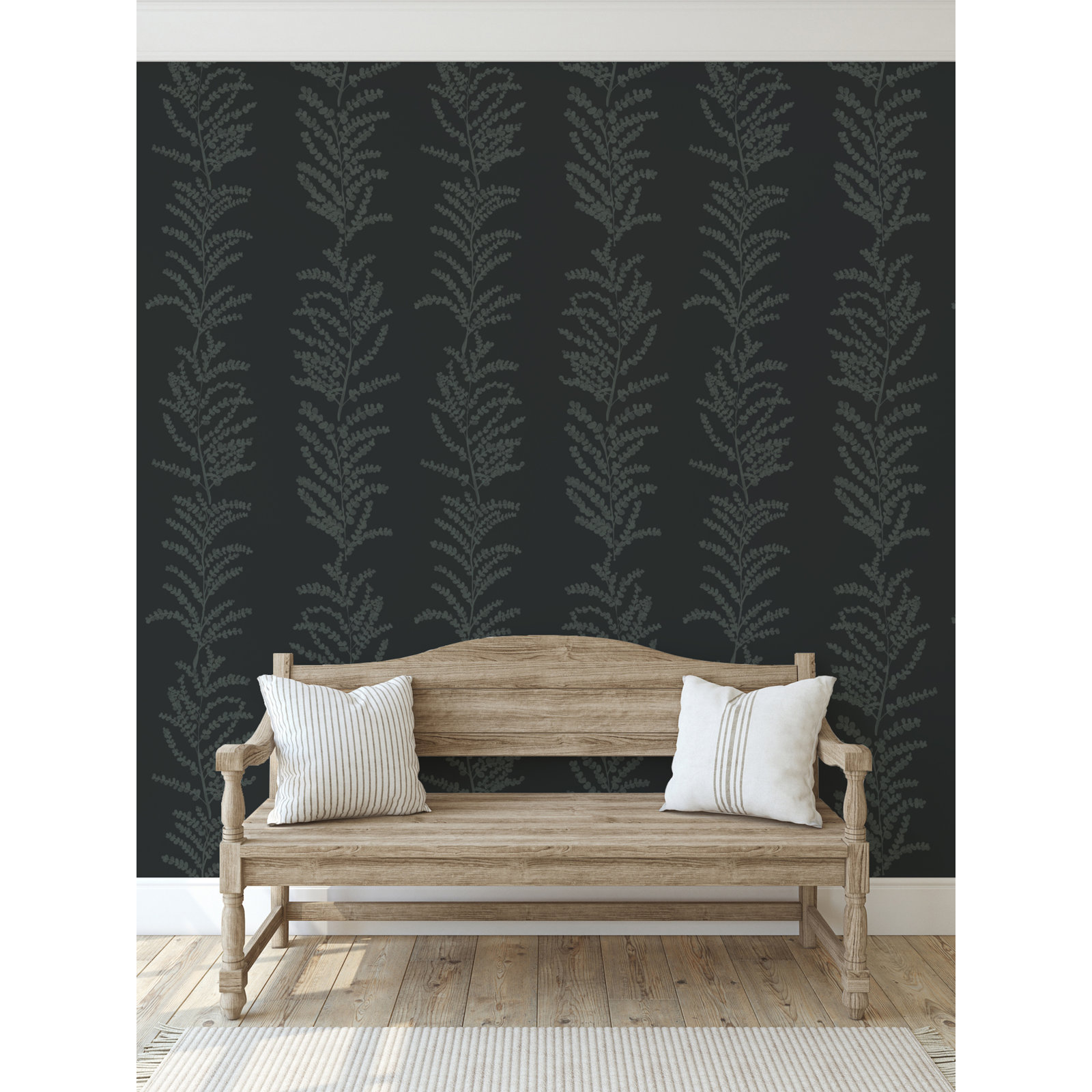 Yuki Osada Modern Floral Wallpaper, Dark Gray