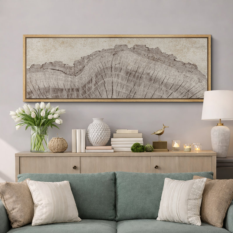 «Tree Rings in Neutral Tones», art moderne très grand, art mural, H 20 po x l 60 po, Naturel