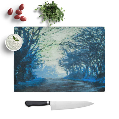 Tempered Glass Road Through the Woods Chopping Board