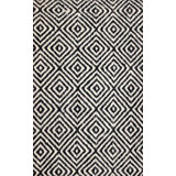 Wool Geometric Area Rug in Black