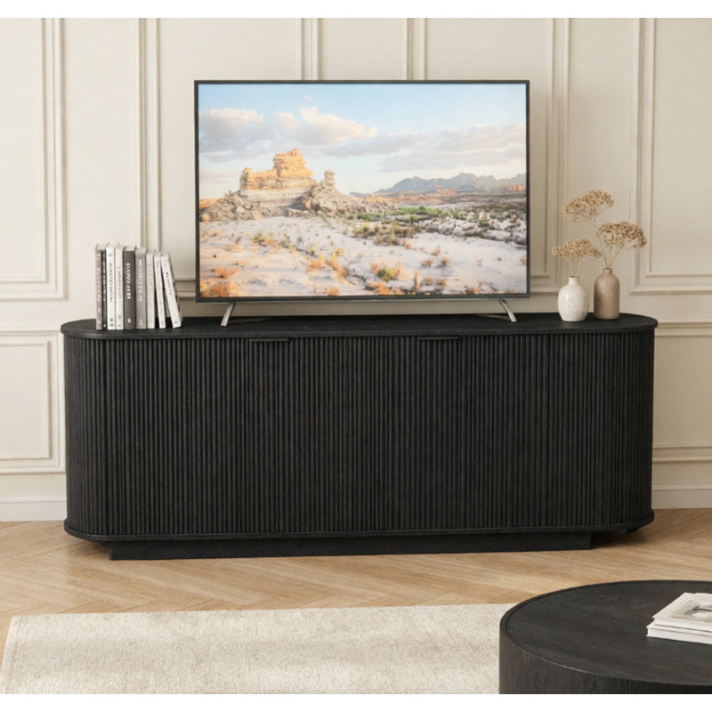 Buffet 63 pouces à 2 portes avec tablettes réglables, Noir