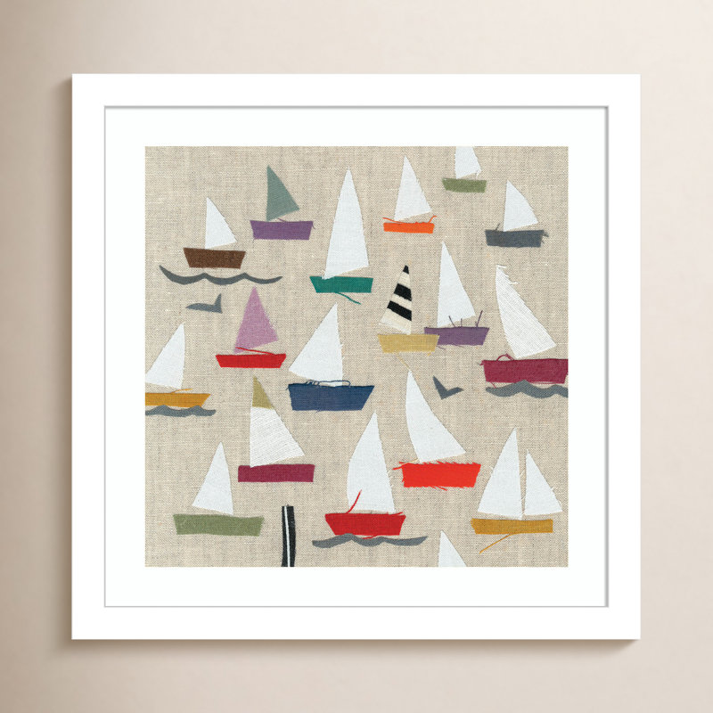 «Montier Plain Sail» encadré sur papier par Jenny Frean, reproduction, H 13 po x l 13 po x P 1 po, Blanc