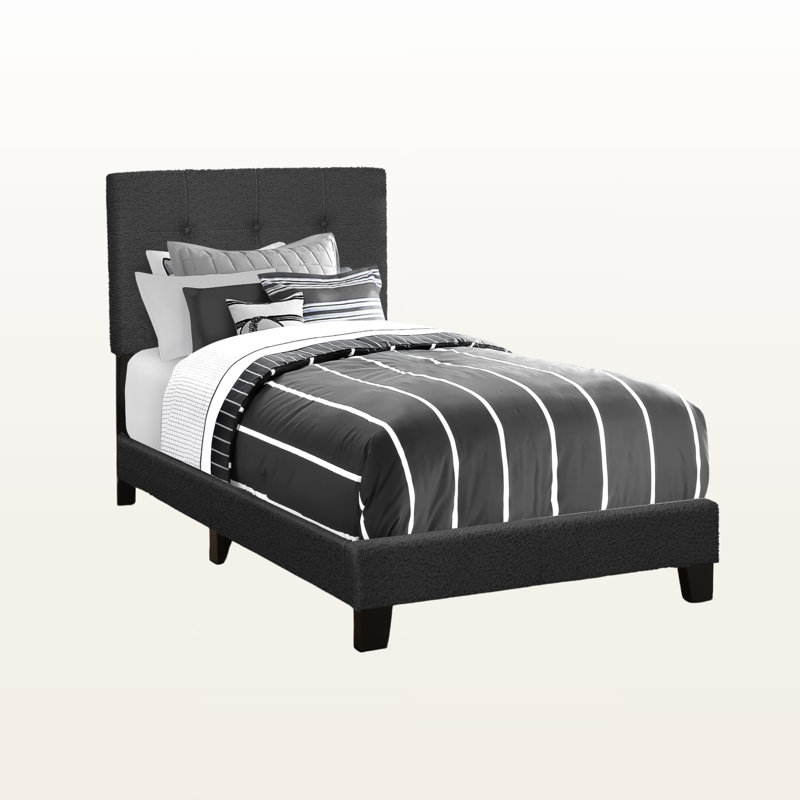 Lit simple capitonné noir Duncan, H 45,61 po x l 42,86 po x L 79,98 po
