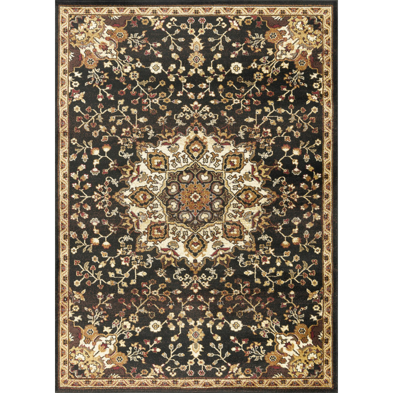 Elio Oriental Vintage Look Machine Woven Polypropylene Indoor Area Rug in Beige, Red, Cream, Brown, Black, Green, Blue