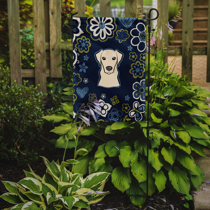 Terrier en fleurs à 2 côtés en polyester 15 x 11,5 po drapeau de jardin, Labrador (brun)