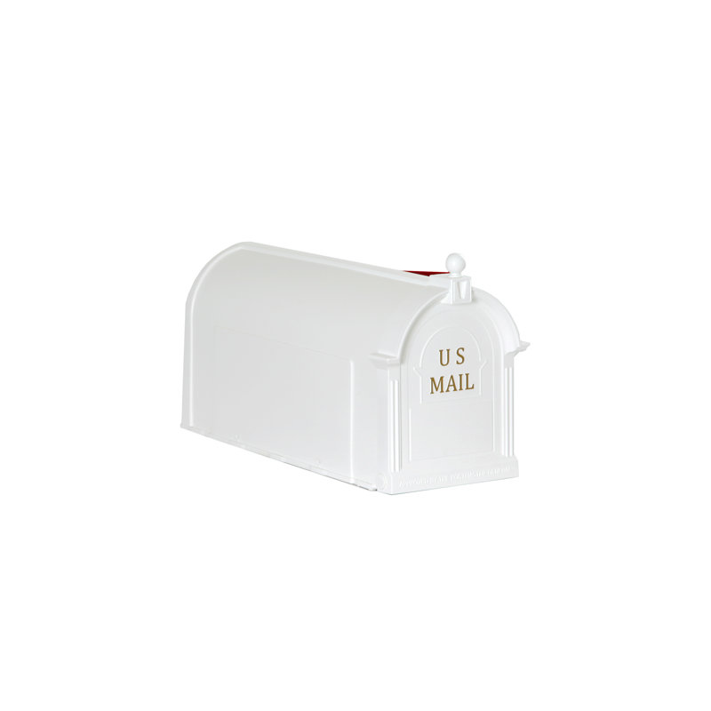 Ambrose Large White Lockable Plastic Post Mount Mailbox