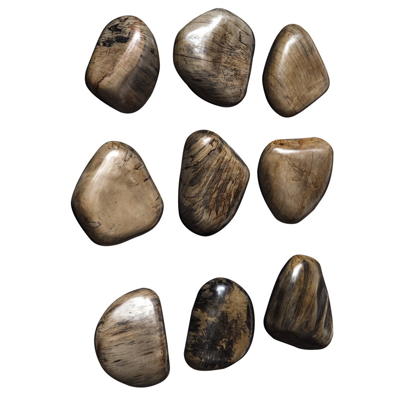 Walnut Brown Pebble Shaped Wood Wall Decor Set