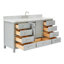 Meuble-lavabo sur pied simple 67 po avec plateau en marbre Flynt-90865069