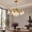 Lustre moderne de style ferme à 9 lumières, couleur or, 30 pouces, avec éclairage en verre transparent pour îlot de cuisine.-1090905037-1090905072