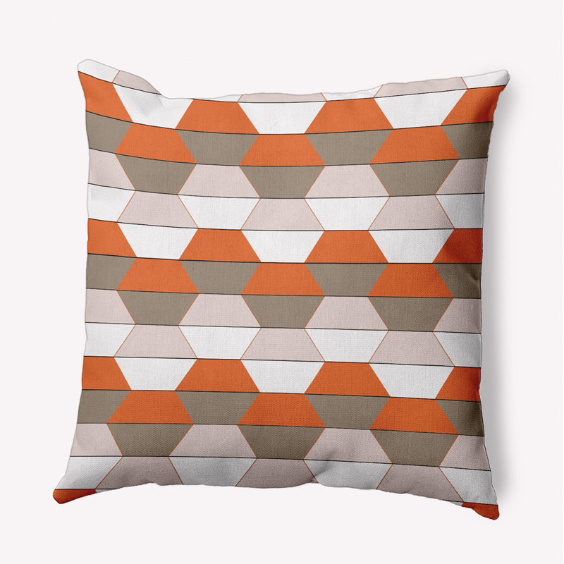Coussin intérieur / extérieur Leafy Branch, H 18 po x l 18 po, Orange / Uniforn / géométrique mauve clair
