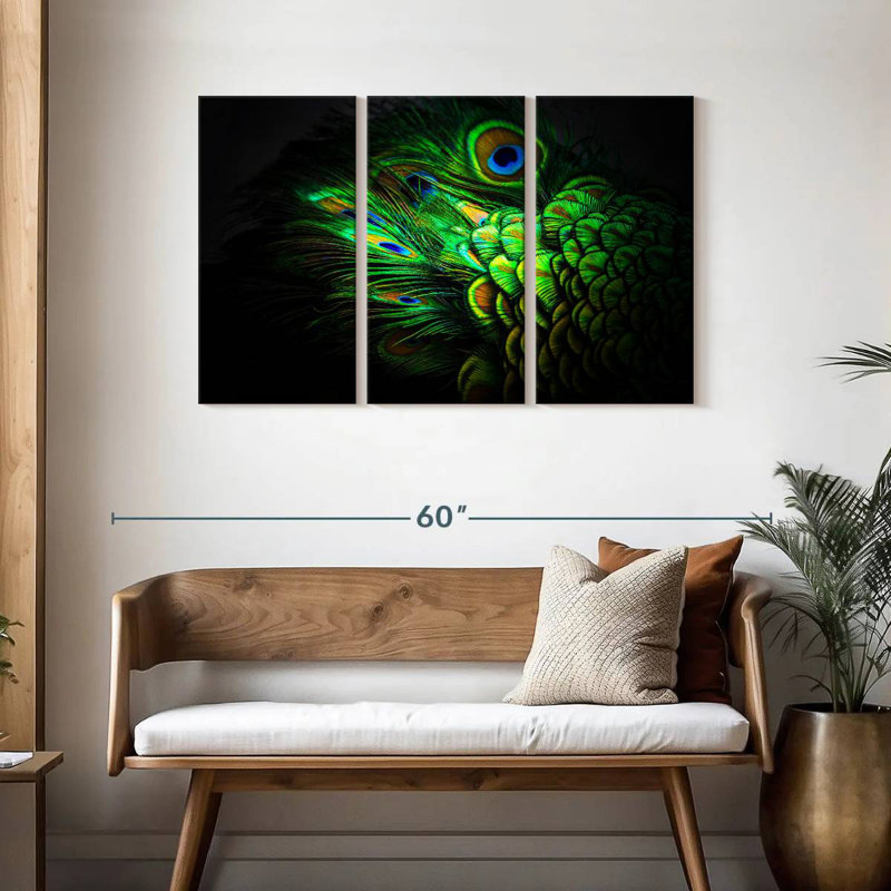 Brampt Emerald Peacock Feather, 28" H x 45" W