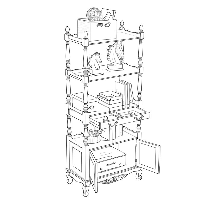 Elegant painted multi-functional bookcase, Brown