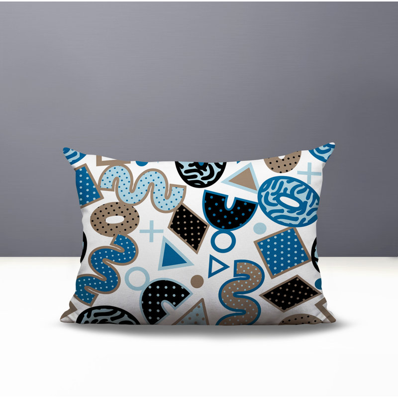 Coussin lombaire intérieur / extérieur Trixel, Rectangle H 14 po x l 20 po, Turquoise