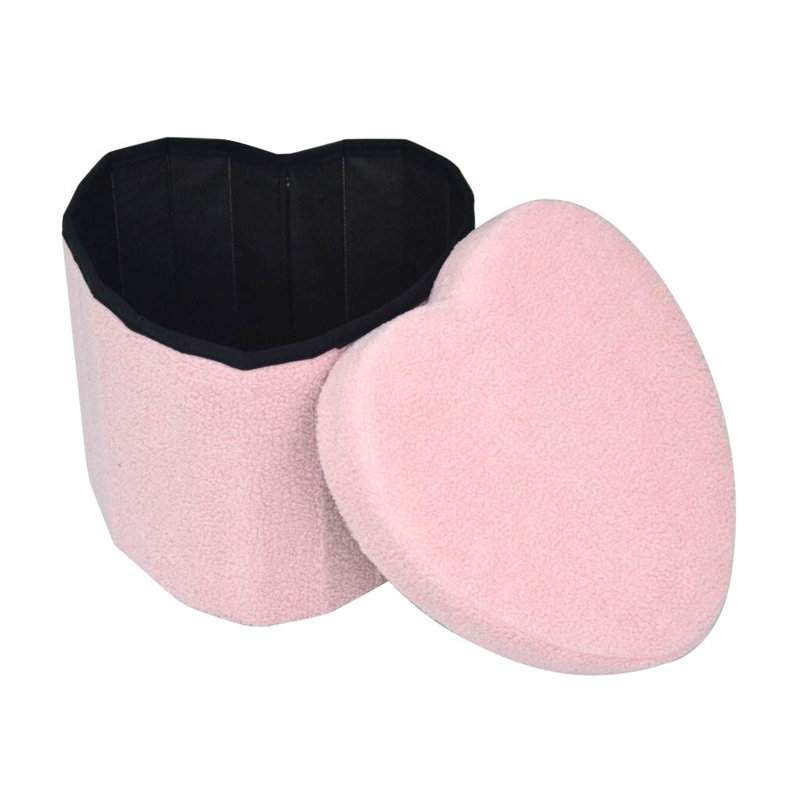 Fuzzy Teddy Heart Shaped Storage Ottoman