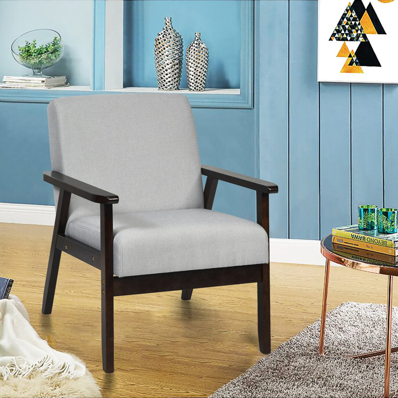 Avanelle Upholstered Armchair, Light Gray 100% Linen