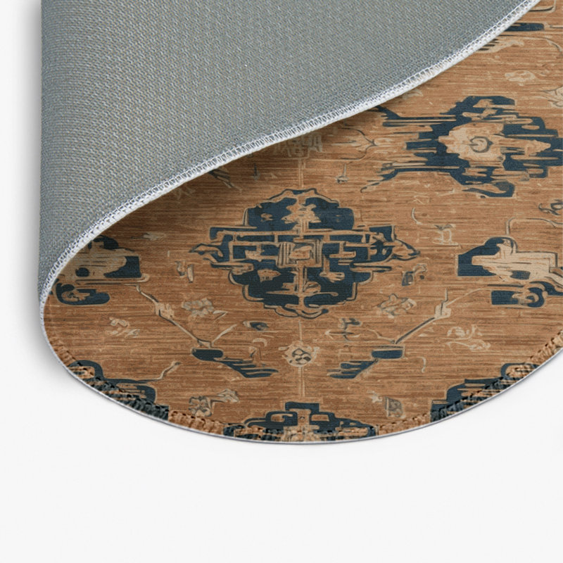 ArtDeco Brown Indoor and Outdoor Area Rug, Round 5'