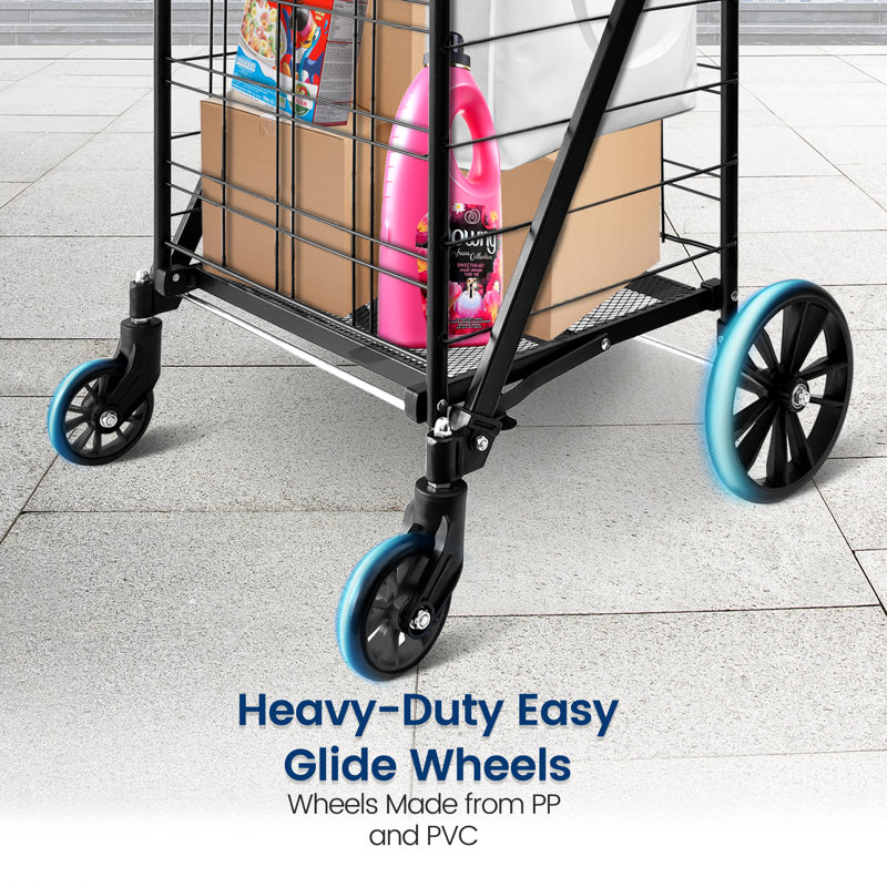 Chariot utilitaire pliable - Panier compact et portable avec prise confortable