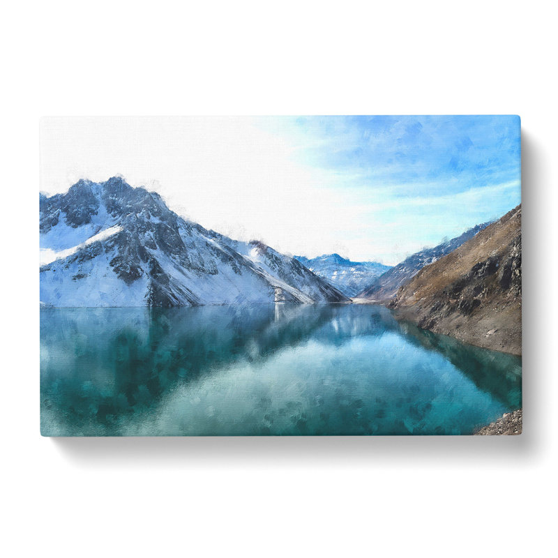 El Yeso Dam Reservoir In Chile Painting - Wrapped Canvas, 35cm H x 50cm W x 3cm D