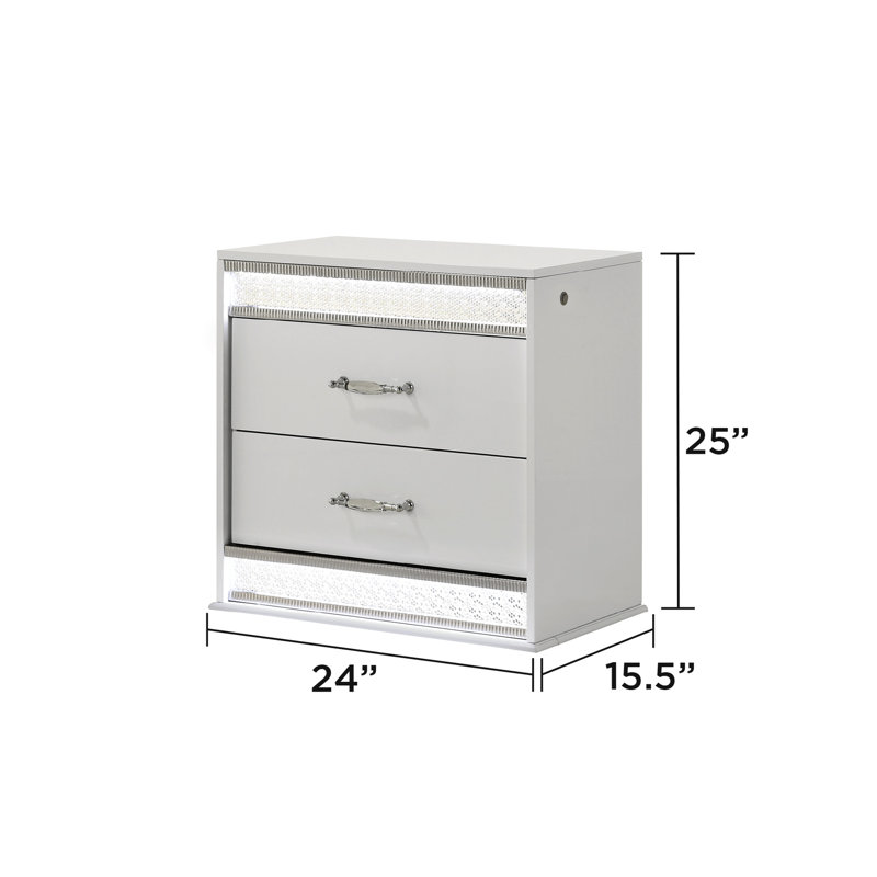 2 tables de chevet blanches avec un design élégant et une table de chevet moderne à 2 tiroirs