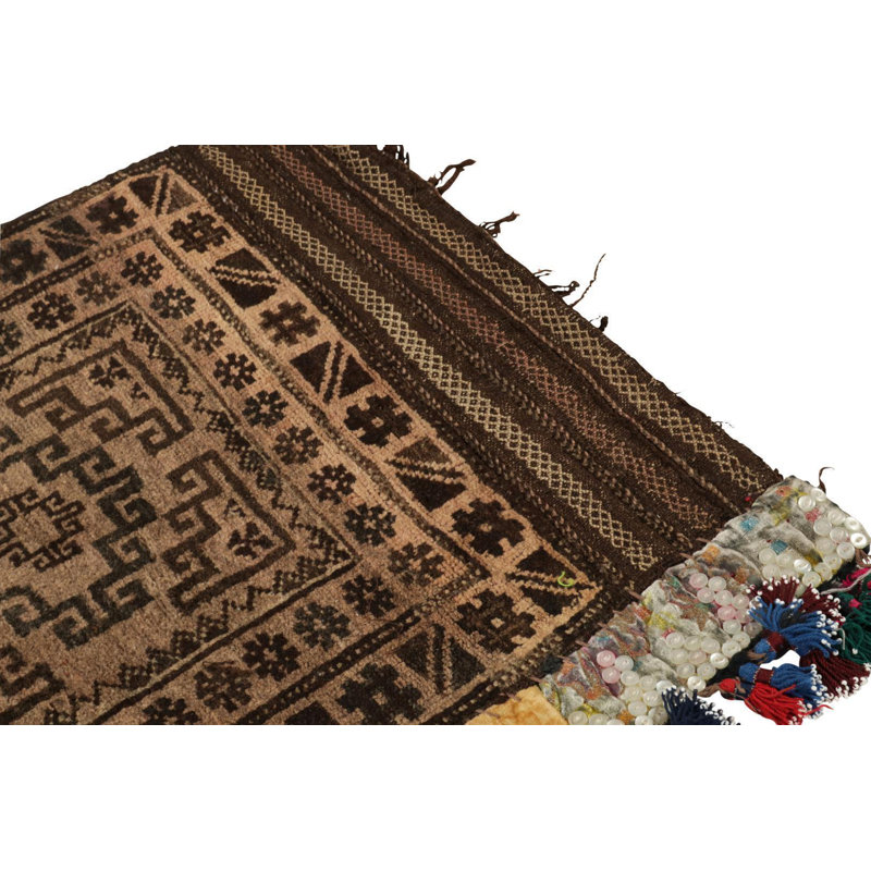 Wool Geometric Area Rug in Beige