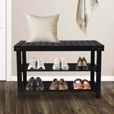 Shoe Bench, 3-Tier Shoe Rack 39.4”, Storage Entry Bench with Mesh