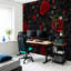 Papier peint adhésif pelez et collez Roses rouges ornées de noir, art mural autoadhésif et amovible-266006819