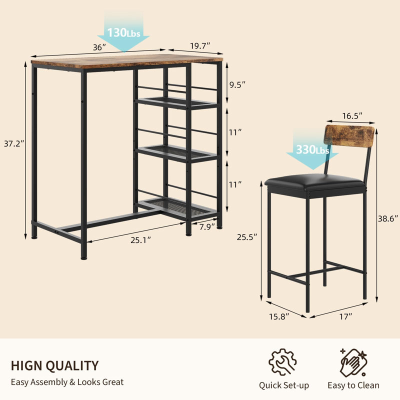 Dining Set, Brown, Brown, Brown / Black