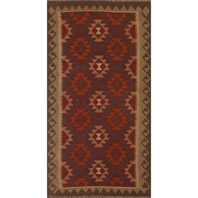 Reversible Wool Kilim Oriental Area Rug 4x7
